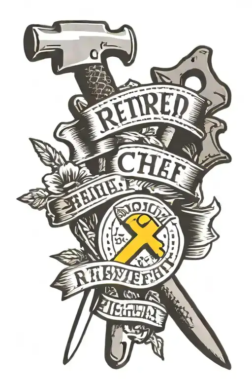 mole wrench and flat head screwdriver crossed over each with a banner saying "Retired Car Theif"  tattoo design idea