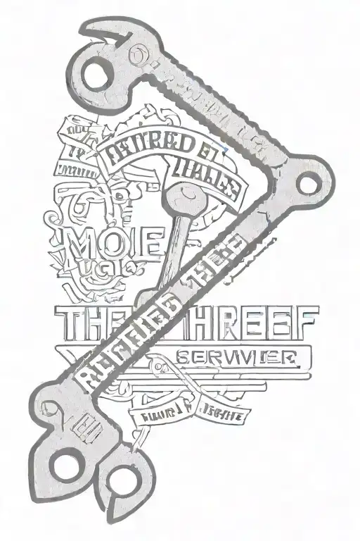 mole wrench and flat head screwdriver crossed over each with the words - Retired Car Theif- above the tools tattoo design idea