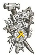 mole wrench and flat head screwdriver crossed over each with a banner saying "Retired Car Theif"  tattoo design idea
