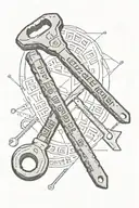 mole wrench and flat head screwdriver crossed over each with the words - Retired Car Theif- above the tools tattoo design idea