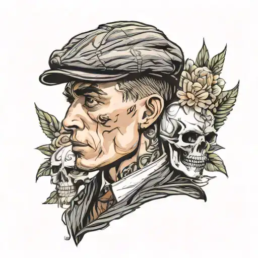 Tommy Shelby with a skull face tattoo design idea