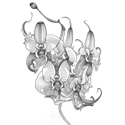 orquidea com ramos tattoo design idea