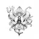 orquidea com ramos tattoo design idea