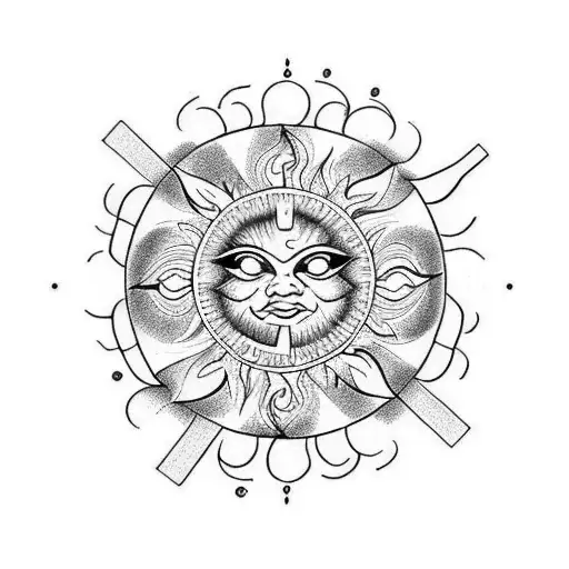 Sun and Moon mandala back leg  tattoo design idea