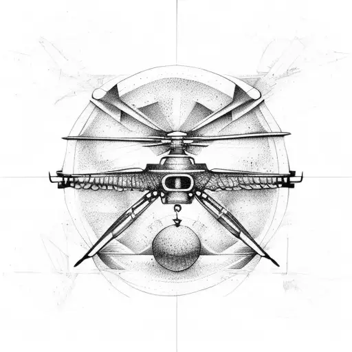 leonardo da vinci helicopter tattoo design idea