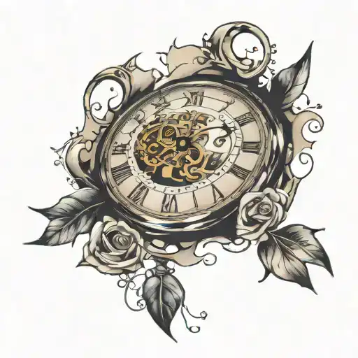 broken clock face with regular numbers 3 tattoo design idea