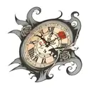 broken clock face with regular numbers 3 tattoo design idea