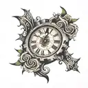 broken clock face with regular numbers 3 tattoo design idea