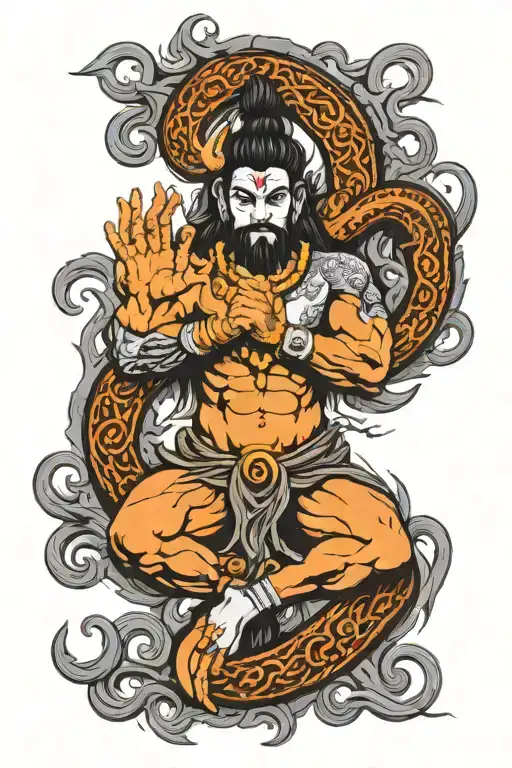 shiva trishul Om and damru Kratos chain forming the shape tattoo design idea