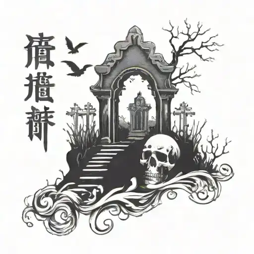 Graveyard motivational quote tattoo design idea