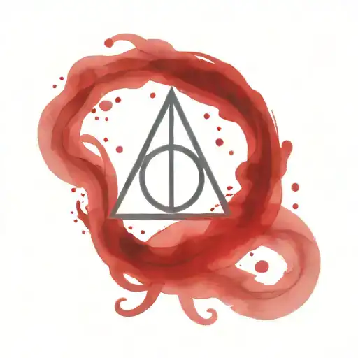 Harry Potter deathly hallows tattoo red and black with an infinity symbol in the middle by the wand trash polka water co tattoo design idea