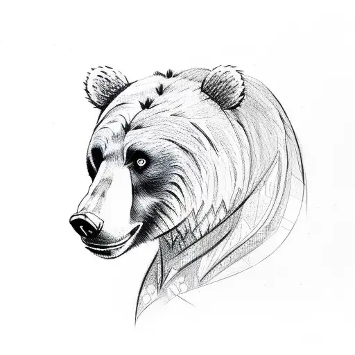 bear face with crown time tattoo design idea