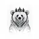 bear face with crown time tattoo design idea