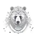 bear face with crown time tattoo design idea