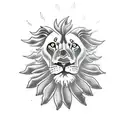Lion with a Dandelion tattoo design idea