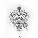 Lion with a Dandelion tattoo design idea