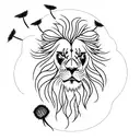 Raging Lion with a Dandelion tattoo design idea