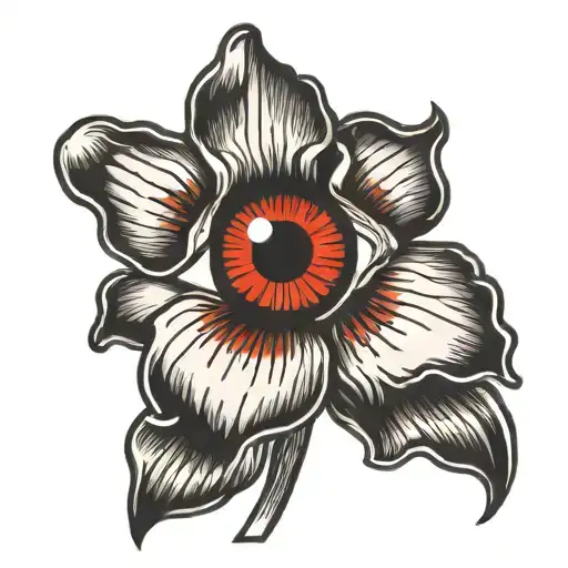 flower with bloodshot eyeball iris  tattoo design idea