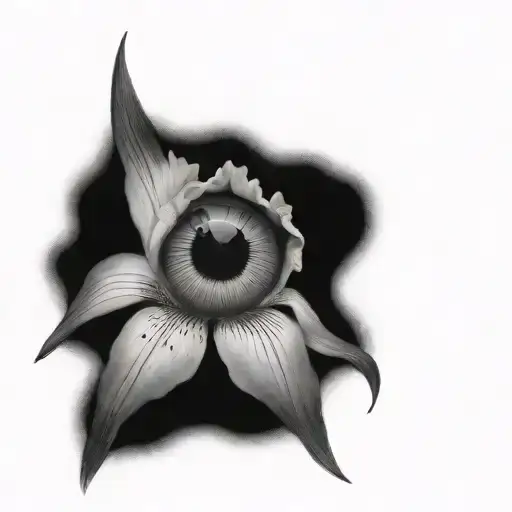 flower with bloodshot eyeball iris  tattoo design idea