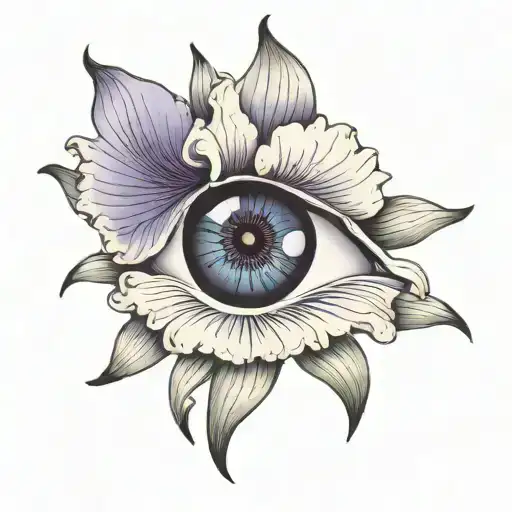 flower with eyeball iris  tattoo design idea