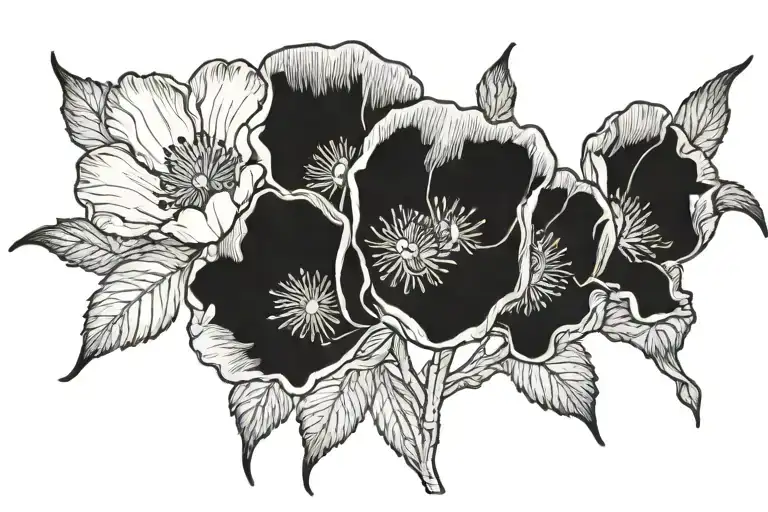 "non sentiunto" with opium poppies tattoo design idea