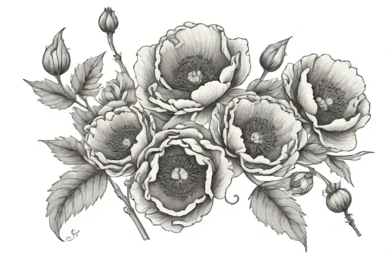 the phrase non sentiunto with opium poppy tattoo design idea