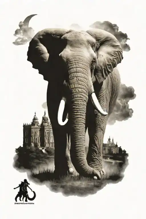 mammoth and Brandenburgertor tattoo design idea