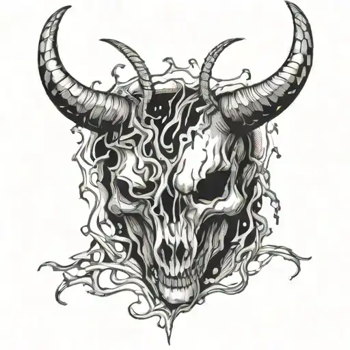 crying heart with horns emerging tattoo design idea