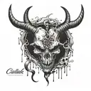 crying heart with horns emerging tattoo design idea