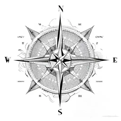 compass surf snow sky mountains tattoo design idea