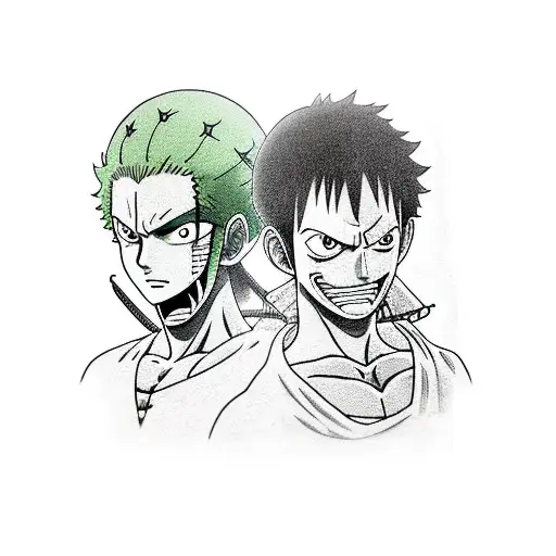 zoro and Luffy  tattoo design idea