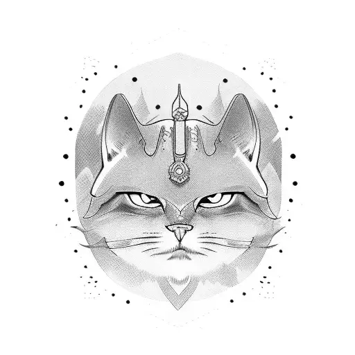 samurai cat  tattoo design idea