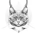 samurai cat  tattoo design idea