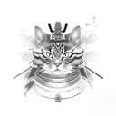 samurai cat  tattoo design idea