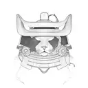 samurai cat with samurai helmet and body in armour tattoo design idea