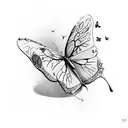  cursive E B and into a butterfly tattoo design idea