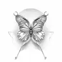  cursive E B and into a butterfly tattoo design idea