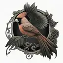 red cardinal flying tattoo design idea