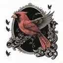 red cardinal flying tattoo design idea