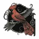 red cardinal flying tattoo design idea