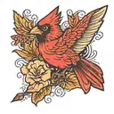 red cardinal flying tattoo design idea