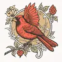 red cardinal flying tattoo design idea