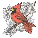 red cardinal flying tattoo design idea