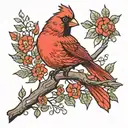 red cardinal flying tattoo design idea