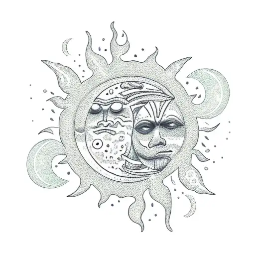 Sun and Moon tattoo design idea