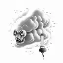 storm cloud with tunders, under cloud text mortuus inus tattoo design idea