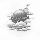 storm cloud with tunders tattoo design idea