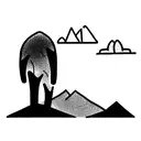 mountains, trees, stream, big foot tattoo design idea