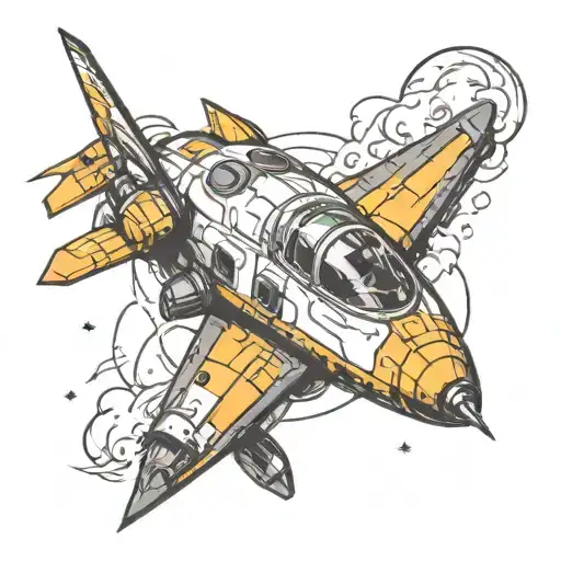 "I am looking for a tattoo design featuring a spaceship launching from Earth and flying into space. The image should dep tattoo design idea