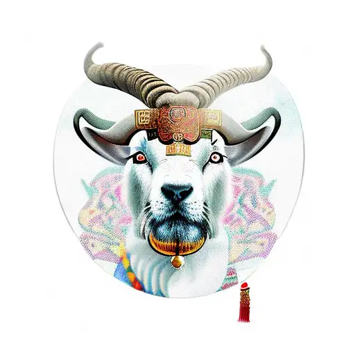 chinese zodiac dog, ox, goat, 2 tigers in mosaic tattoo design idea